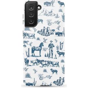 Casely Galaxy S21 Plus Case | Flower Patch | Multi-Color Floral | Essential Slim Dual-Layer Protective Design(Wild West Adventure | Desert)