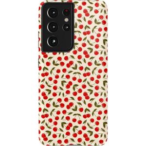 Casely Galaxy S21 Ultra Case | Amalfi Aperitivo | Dolce Vita | Essential Slim Dual-Layer Protective Design(Cherry on Top | Red Cherries)