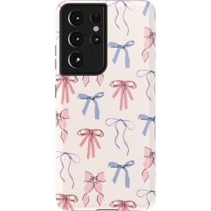 Casely Galaxy S21 Ultra Case | Amalfi Aperitivo | Dolce Vita | Essential Slim Dual-Layer Protective Design(Coquette Girlie | Pastel Bows)