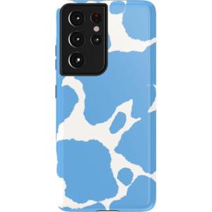 Casely Galaxy S21 Ultra Case | Amalfi Aperitivo | Dolce Vita | Essential Slim Dual-Layer Protective Design(Current MOOd | Light Blue Cow Print)