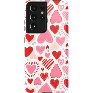 Casely Galaxy S21 Ultra Case | Amalfi Aperitivo | Dolce Vita | Essential Slim Dual-Layer Protective Design(Love Struck | Heart Stickers)