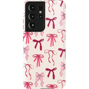 Casely Galaxy S21 Ultra Case | Amalfi Aperitivo | Dolce Vita | Essential Slim Dual-Layer Protective Design(Lover Girlie | Pink Bows)