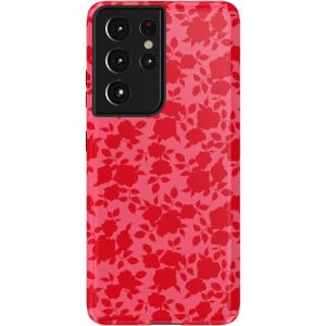 Casely Galaxy S21 Ultra Case | Amalfi Aperitivo | Dolce Vita | Essential Slim Dual-Layer Protective Design(Rose Garden | Red Aesthetic)
