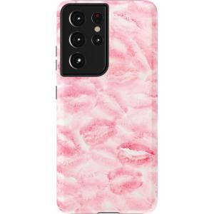 Casely Galaxy S21 Ultra Case | Amalfi Aperitivo | Dolce Vita | Essential Slim Dual-Layer Protective Design(Sealed with a Kiss | Pink Lipstick)