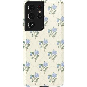 Casely Galaxy S21 Ultra Case | Amalfi Aperitivo | Dolce Vita | Essential Slim Dual-Layer Protective Design(Vintage Garden | Blue Hydrangea)