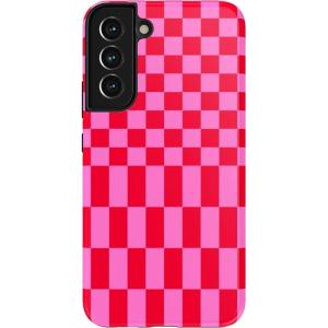 Casely Galaxy S22 Case | Lucky You | Shamrock | Essential Slim Dual-Layer Protective Case Design(Vibe Check | Pink Checkerboard)