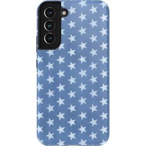 Casely Galaxy S22 Case | Polka Dots | High Contrast Design | Essential Slim Dual-Layer Protective Design(Coastal Blues | Denim Stars)