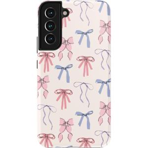 Casely Galaxy S22 Case | Polka Dots | High Contrast Design | Essential Slim Dual-Layer Protective Design(Coquette Girlie | Pastel Bows)