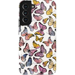 Casely Galaxy S22 Case | Polka Dots | High Contrast Design | Essential Slim Dual-Layer Protective Design(Free Spirit | Rainbow Butterfly)
