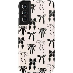 Casely Galaxy S22 Case | Polka Dots | High Contrast Design | Essential Slim Dual-Layer Protective Design(Goth Girlie | Black Bows)