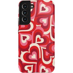 Casely Galaxy S22 Case | Polka Dots | High Contrast Design | Essential Slim Dual-Layer Protective Design(Love Song Remix | Ombre Hearts)