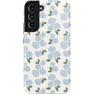 Casely Galaxy S22 Case | Polka Dots | High Contrast Design | Essential Slim Dual-Layer Protective Design(Nantucket Cottage | Blue Hydrangea)