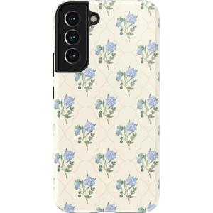 Casely Galaxy S22 Case | Polka Dots | High Contrast Design | Essential Slim Dual-Layer Protective Design(Vintage Garden | Blue Hydrangea)