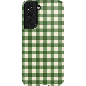Casely Galaxy S22 Plus Case | Dashing Doxies | Dachshund Dog Case(Checked Twice | Green Plaid)