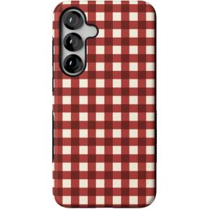 Casely Galaxy S22 Plus Case | Dashing Doxies | Dachshund Dog Case(Checked Twice | Red Plaid)