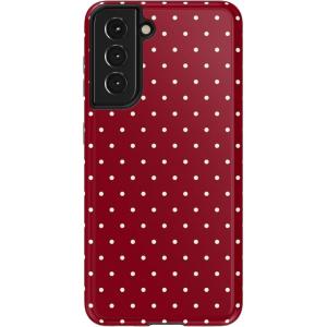 Casely Galaxy S22 Plus Case | Dashing Doxies | Dachshund Dog Case(On the Dot | Maroon Polka Dot)