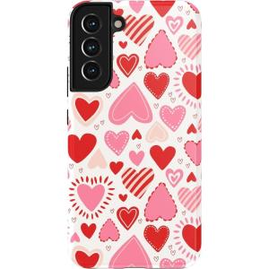 Casely Galaxy S22 Plus Case | Fit Check | Neutral Checkerboard Essential(Love Struck | Heart Stickers)