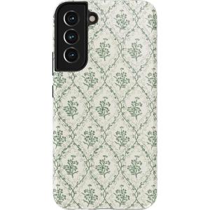 Casely Galaxy S22 Plus Case | Fit Check | Neutral Checkerboard Essential(Sage Tapestry | Floral Vines)