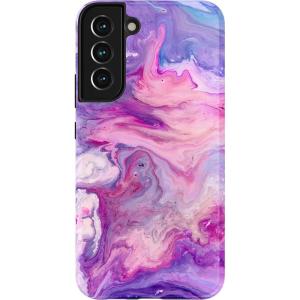 Casely Galaxy S22 Plus Case | Fit Check | Neutral Checkerboard Essential(Tie Dying Over You | Purple Marble)