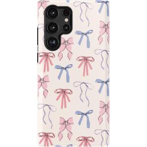 Casely Galaxy S22 Ultra Case | Stars Align | Blue & White Stars | Essential Slim Dual-Layer Protective Design(Coquette Girlie | Pastel Bows)