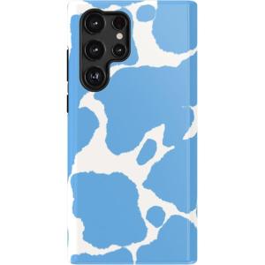 Casely Galaxy S22 Ultra Case | Stars Align | Blue & White Stars | Essential Slim Dual-Layer Protective Design(Current MOOd | Light Blue Cow Print)