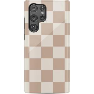 Casely Galaxy S22 Ultra Case | Stars Align | Blue & White Stars | Essential Slim Dual-Layer Protective Design(Fit Check | Neutral Checkerboard)