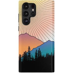 Casely Galaxy S22 Ultra Case | Stars Align | Blue & White Stars | Essential Slim Dual-Layer Protective Design(Golden Hour | Mountain Sunset)