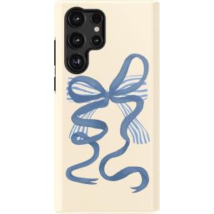 Casely Galaxy S22 Ultra Case | Stars Align | Blue & White Stars | Essential Slim Dual-Layer Protective Design(Heartstrings | Blue Bow)