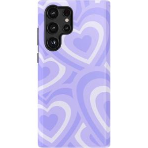 Casely Galaxy S22 Ultra Case | Stars Align | Blue & White Stars | Essential Slim Dual-Layer Protective Design(Love Song | Lavender Heart)