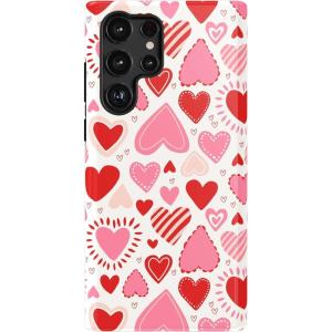 Casely Galaxy S22 Ultra Case | Stars Align | Blue & White Stars | Essential Slim Dual-Layer Protective Design(Love Struck | Heart Stickers)
