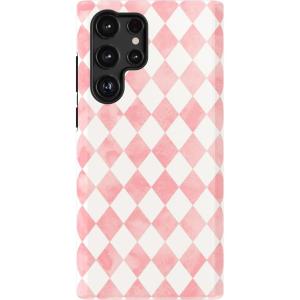 Casely Galaxy S22 Ultra Case | Stars Align | Blue & White Stars | Essential Slim Dual-Layer Protective Design(Queen of Diamonds | Pink Watercolor)