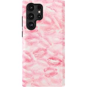 Casely Galaxy S22 Ultra Case | Stars Align | Blue & White Stars | Essential Slim Dual-Layer Protective Design(Sealed with a Kiss | Pink Lipstick)