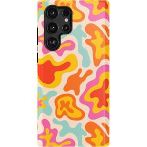 Casely Galaxy S22 Ultra Case | Stars Align | Blue & White Stars | Essential Slim Dual-Layer Protective Design(Tropical Color Splash | Abstract Retro)