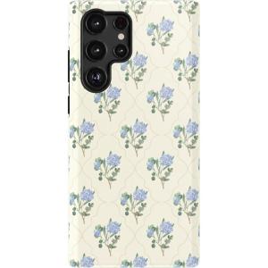 Casely Galaxy S22 Ultra Case | Stars Align | Blue & White Stars | Essential Slim Dual-Layer Protective Design(Vintage Garden | Blue Hydrangea)