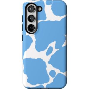 Casely Galaxy S23 Case | Poppy Meadows | Pastel Floral | Essential Slim Dual-Layer Protective Design(Current MOOd | Light Blue Cow Print)