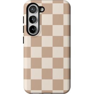 Casely Galaxy S23 Case | Poppy Meadows | Pastel Floral | Essential Slim Dual-Layer Protective Design(Fit Check | Neutral Checkerboard)