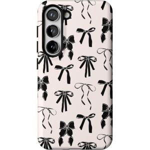Casely Galaxy S23 Case | Poppy Meadows | Pastel Floral | Essential Slim Dual-Layer Protective Design(Goth Girlie | Black Bows)