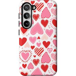 Casely Galaxy S23 Case | Poppy Meadows | Pastel Floral | Essential Slim Dual-Layer Protective Design(Love Struck | Heart Stickers)