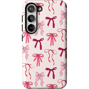 Casely Galaxy S23 Case | Poppy Meadows | Pastel Floral | Essential Slim Dual-Layer Protective Design(Lover Girlie | Pink Bows)