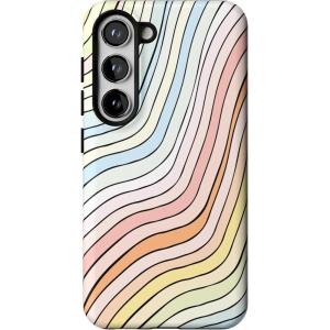 Casely Galaxy S23 Case | Poppy Meadows | Pastel Floral | Essential Slim Dual-Layer Protective Design(Ride The Wave | Pastel Rainbow Lined)