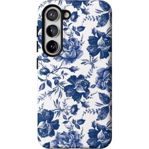Casely Galaxy S23 Case | Poppy Meadows | Pastel Floral | Essential Slim Dual-Layer Protective Design(Rose to Fame | Blue & White Floral)