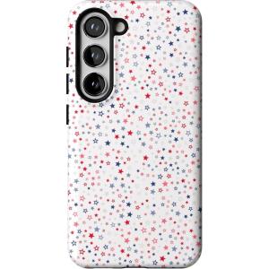Casely Galaxy S23 Case | Poppy Meadows | Pastel Floral | Essential Slim Dual-Layer Protective Design(Seeing Stars | Red  White & Blue)