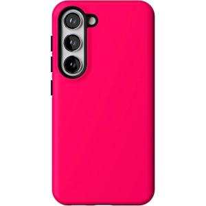 Casely Galaxy S23 Case | Poppy Meadows | Pastel Floral | Essential Slim Dual-Layer Protective Design(Think Pink | Solid Neon Pink)