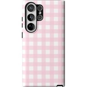 Casely Galaxy S23 Ultra Case | Nantucket Cottage | Blue Hydrangea | Essential Slim Dual-Layer Protective Design(Pink Plaid | Sunday Best)