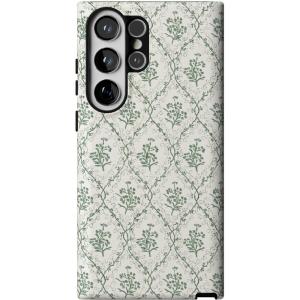 Casely Galaxy S23 Ultra Case | Nantucket Cottage | Blue Hydrangea | Essential Slim Dual-Layer Protective Design(Sage Tapestry | Floral Vines)