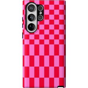Casely Galaxy S23 Ultra Case | Nantucket Cottage | Blue Hydrangea | Essential Slim Dual-Layer Protective Design(Vibe Check | Pink Checkerboard)