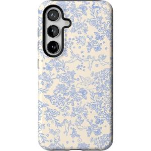 Casely Galaxy S24 Case | Tuscan Tiles | Dolce Vita | Essential Slim Dual-Layer Protective Design(Cupid’s Canvas | Periwinkle Floral)