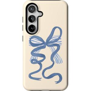 Casely Galaxy S24 Case | Tuscan Tiles | Dolce Vita | Essential Slim Dual-Layer Protective Design(Heartstrings | Blue Bow)