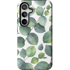 Casely Galaxy S24 Case | Tuscan Tiles | Dolce Vita | Essential Slim Dual-Layer Protective Design(Leaf Me Alone | Green Floral Print Floral)