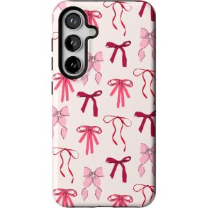 Casely Galaxy S24 Case | Tuscan Tiles | Dolce Vita | Essential Slim Dual-Layer Protective Design(Lover Girlie | Pink Bows)